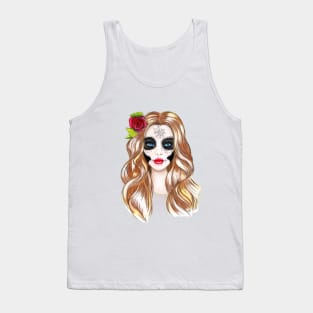 pencil drawing sugar skull girl Tank Top